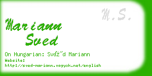 mariann sved business card